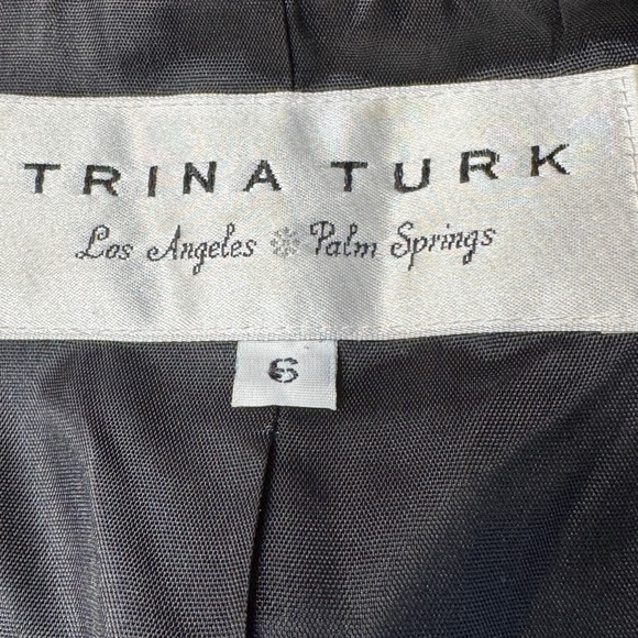 Trina Turk Pink Black Floral Blazer Womens 6 Bell Sleeve Button Career Cocktails - Picture 3 of 12